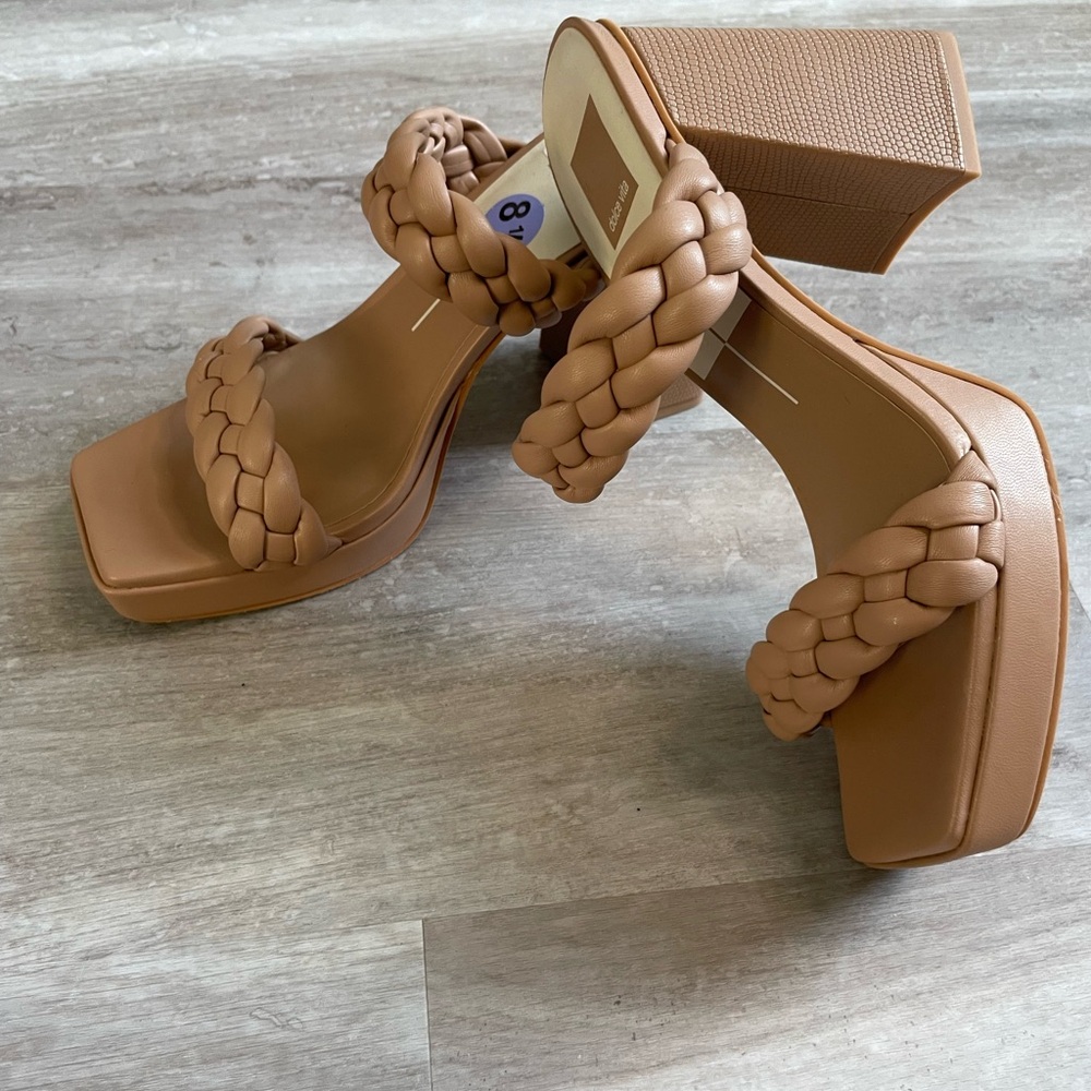 Dolce Vita Tan Braided Heeled Mules